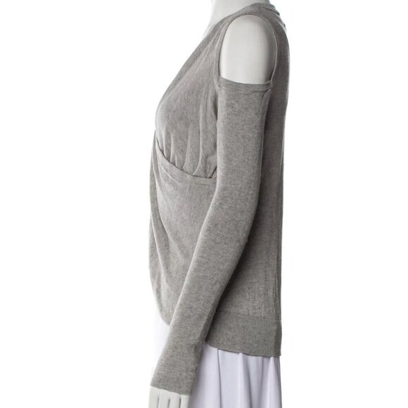 Derek Lam 10 Crosby size Large gray wrap sweater with cut out shoulder womens - Picture 2 of 7
